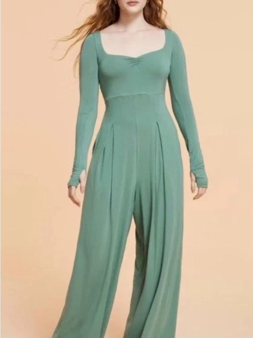 Blogilates Medium Hedge Green Sweetheart Jumpsuit Wide Leg pants NWOT